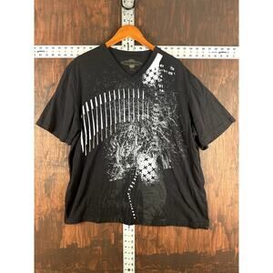 Sean John Embroidered Graphic Shirt Y2K Style Black White Gray Mens 2XL XXL 2010